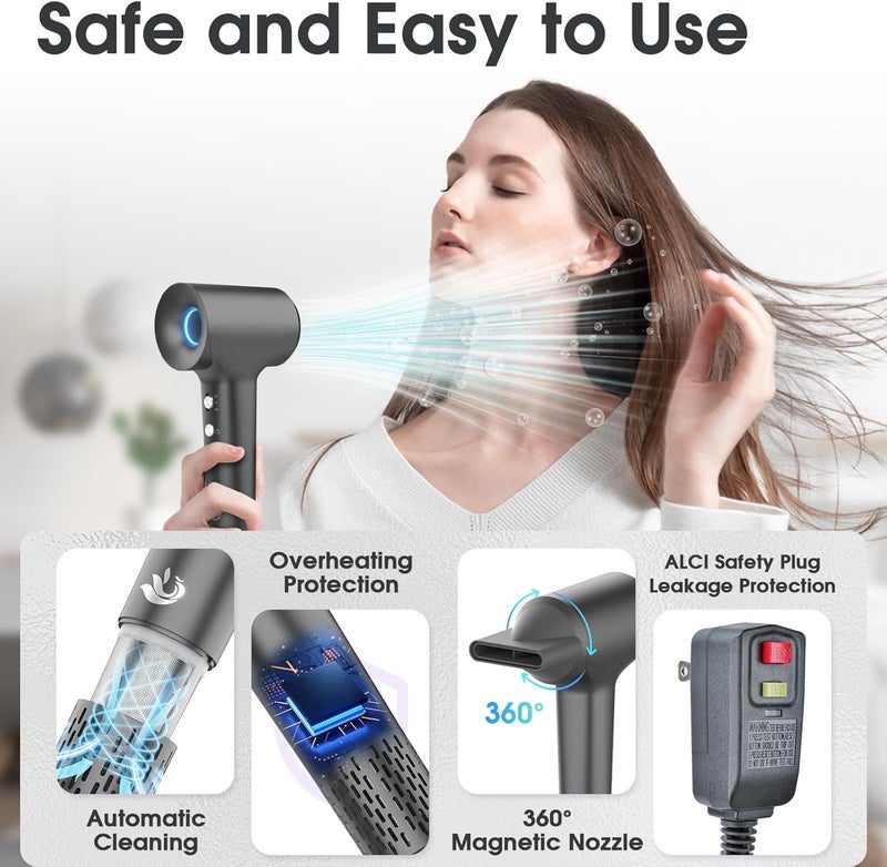 KARFUN Hair Dryer, Blow Dryer, Plasma Hairdryer, Ionic Hair Dryer for Women, Blow Dryers for Women, Professional High Speed Hair Dryers (Dark Gray) - Image 4